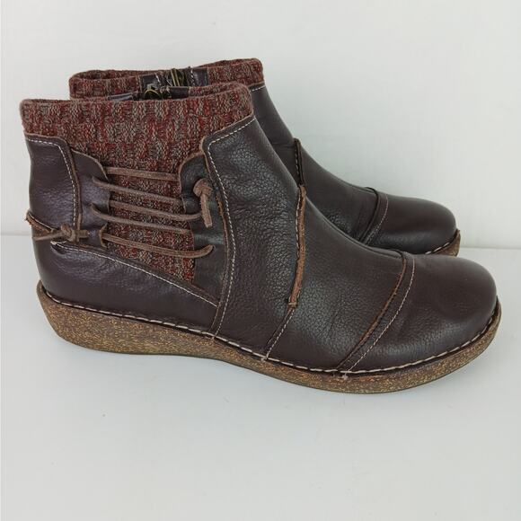 Aetrex SZ 10 Women's Tessa Sweater Ankle Boot Brown Leather SD902W - Picture 3 of 10